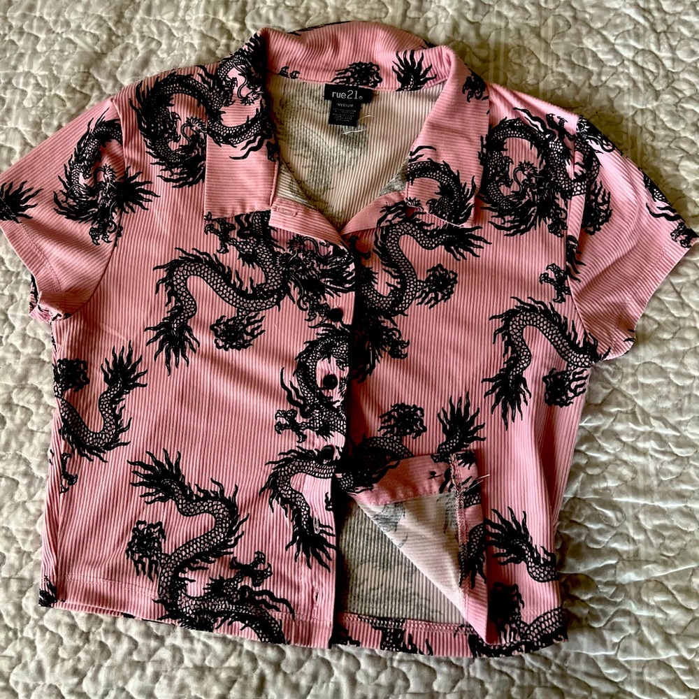 Pink dragon crop top